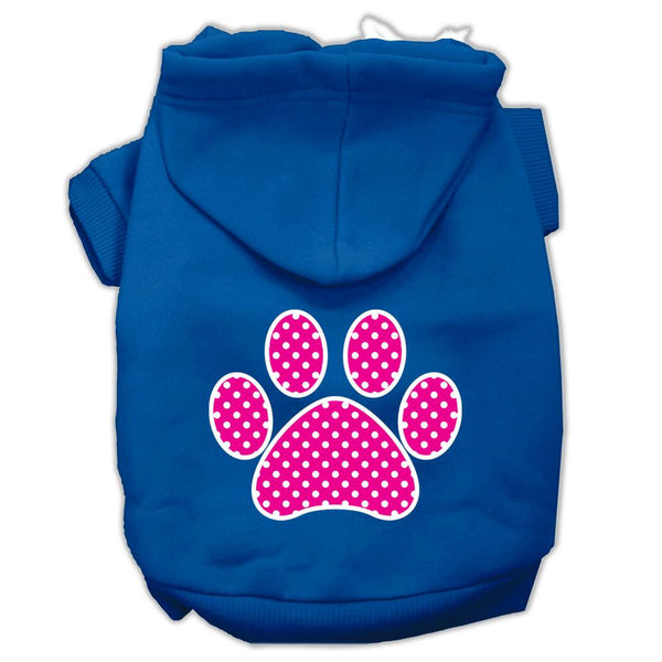 Pink Swiss Dot Paw Screen Print Pet Hoodies Blue Size Sm (10)