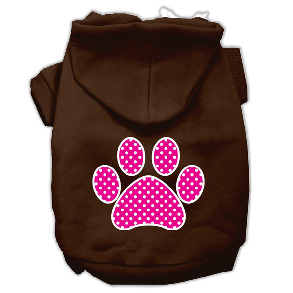 Pink Swiss Dot Paw Screen Print Pet Hoodies Brown Size XS (8)