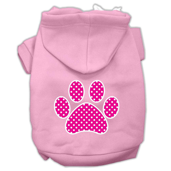 Pink Swiss Dot Paw Screen Print Pet Hoodies Light Pink Size XS (8)