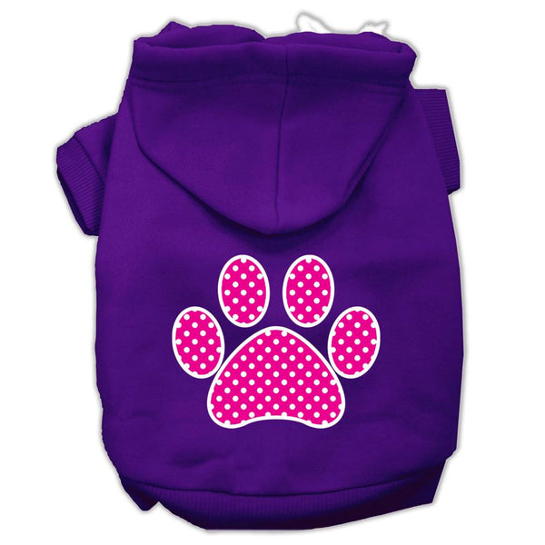 Pink Swiss Dot Paw Screen Print Pet Hoodies Purple Size XXL (18)