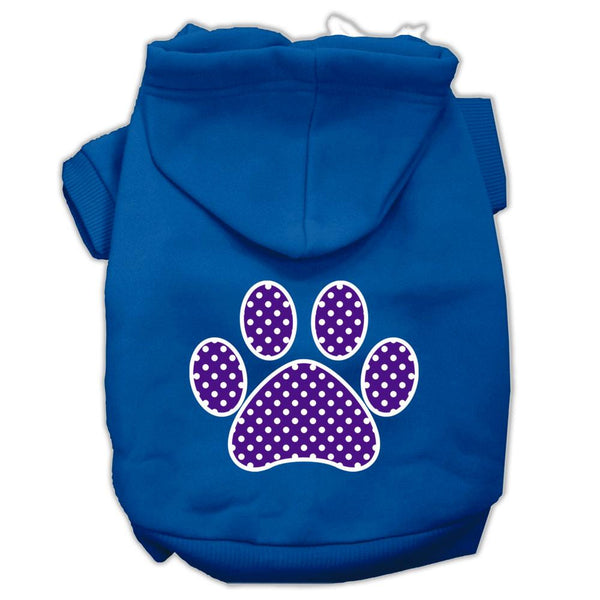 Purple Swiss Dot Paw Screen Print Pet Hoodies Blue Size Lg (14)