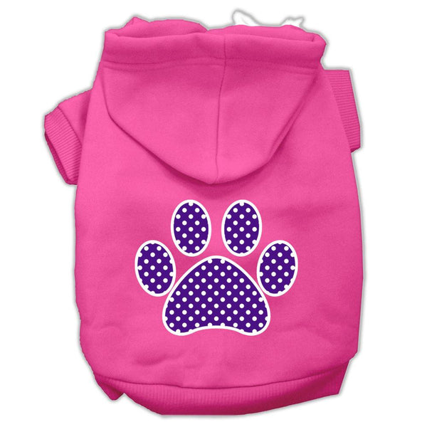 Purple Swiss Dot Paw Screen Print Pet Hoodies Bright Pink Size Med (12)