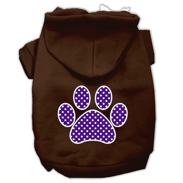 Purple Swiss Dot Paw Screen Print Pet Hoodies Brown Size Med (12)