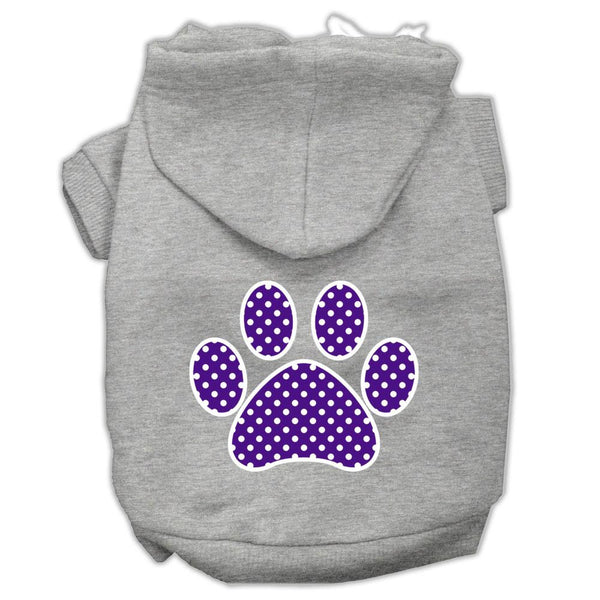 Purple Swiss Dot Paw Screen Print Pet Hoodies Grey Size XS (8)