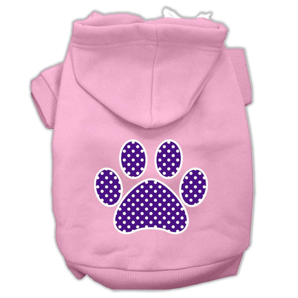 Purple Swiss Dot Paw Screen Print Pet Hoodies Light Pink Size XS (8)