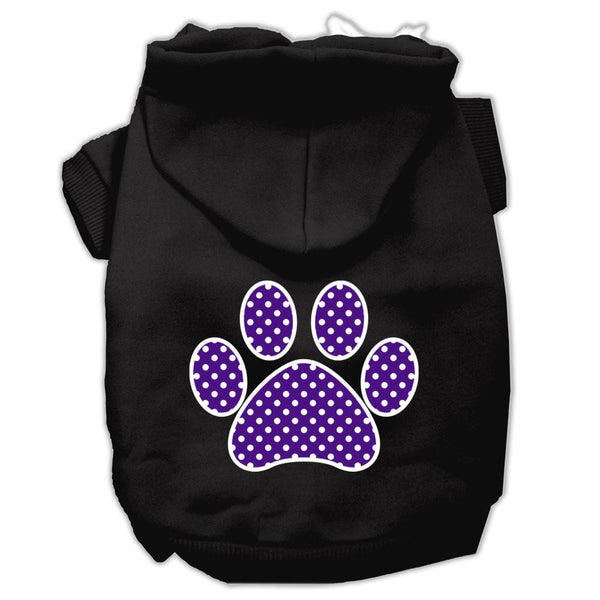 Purple Swiss Dot Paw Screen Print Pet Hoodies Black Size XXL (18)