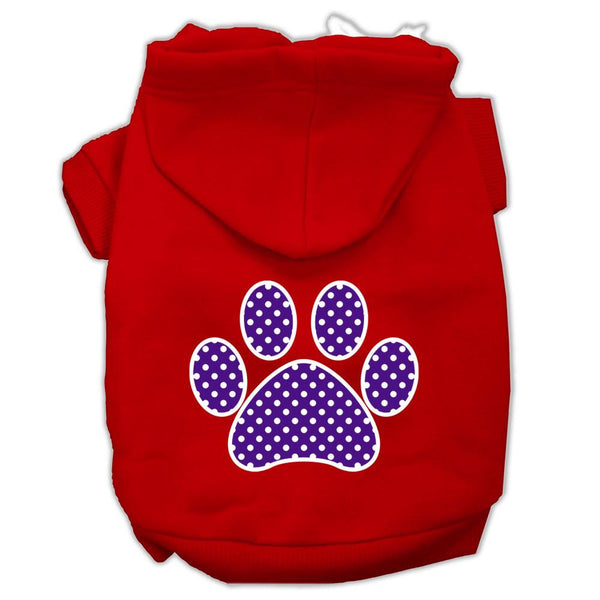 Purple Swiss Dot Paw Screen Print Pet Hoodies Red Size XXL (18)