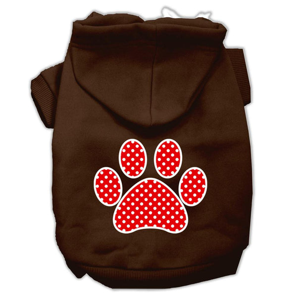 Red Swiss Dot Paw Screen Print Pet Hoodies Brown Size XS (8)