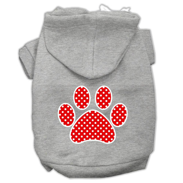 Red Swiss Dot Paw Screen Print Pet Hoodies Grey Size XS (8)