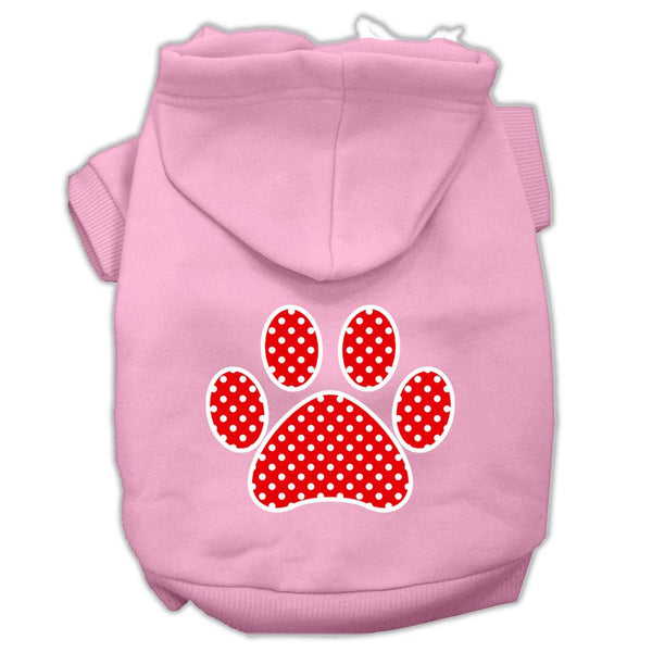 Red Swiss Dot Paw Screen Print Pet Hoodies Light Pink Size XS (8)