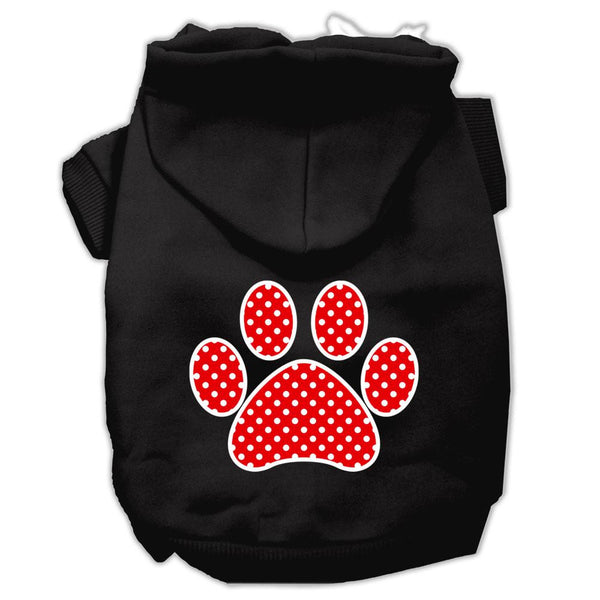 Red Swiss Dot Paw Screen Print Pet Hoodies Black Size XXXL (20)