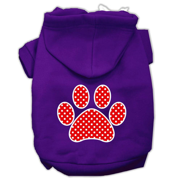 Red Swiss Dot Paw Screen Print Pet Hoodies Purple Size XXXL (20)