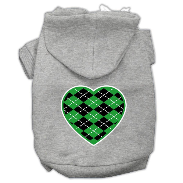 Argyle Heart Green Screen Print Pet Hoodies Grey Size Lg (14)