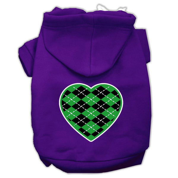 Argyle Heart Green Screen Print Pet Hoodies Purple Size Lg (14)