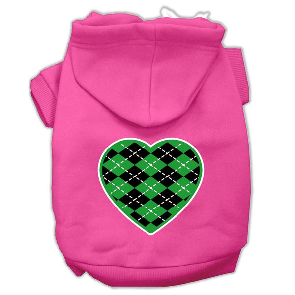 Argyle Heart Green Screen Print Pet Hoodies Bright Pink Size XXXL (20)