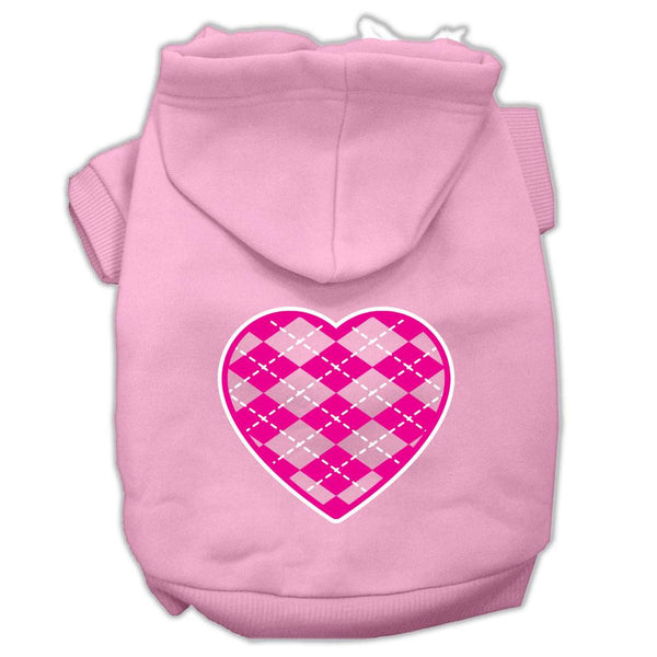 Argyle Heart Pink Screen Print Pet Hoodies Light Pink Size XS (8)