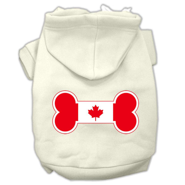 Bone Shaped Canadian Flag Screen Print Pet Hoodies Cream L (14)