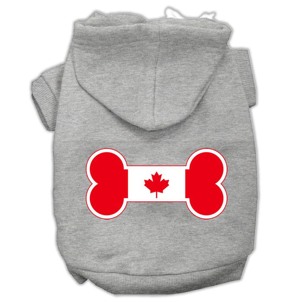 Bone Shaped Canadian Flag Screen Print Pet Hoodies Grey S (10)