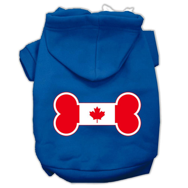 Bone Shaped Canadian Flag Screen Print Pet Hoodies Blue XS (8)