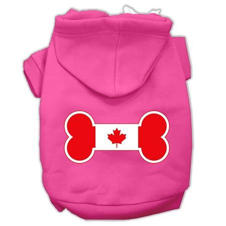 Bone Shaped Canadian Flag Screen Print Pet Hoodies Bright Pink XS (8)