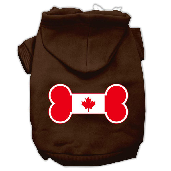 Bone Shaped Canadian Flag Screen Print Pet Hoodies Brown Size XS (8)