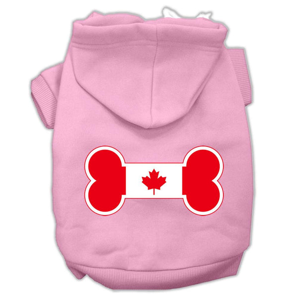 Bone Shaped Canadian Flag Screen Print Pet Hoodies Light Pink Size XS (8)