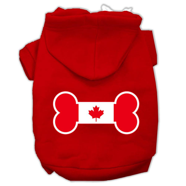 Bone Shaped Canadian Flag Screen Print Pet Hoodies Red XS (8)