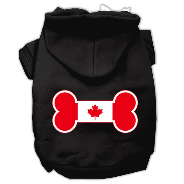 Bone Shaped Canadian Flag Screen Print Pet Hoodies Black XXXL(20)