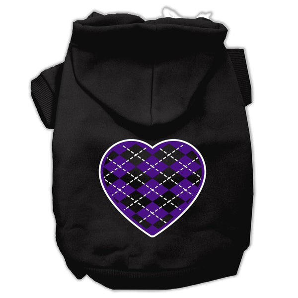 Argyle Heart Purple Screen Print Pet Hoodies Black Size XXL (18)