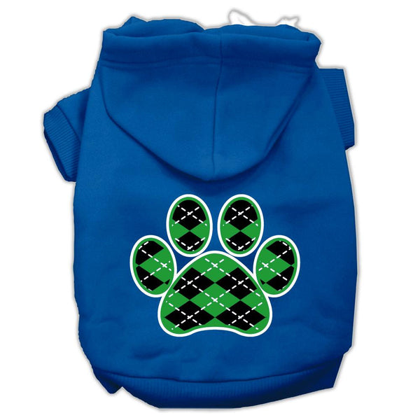 Argyle Paw Green Screen Print Pet Hoodies Blue Size Lg (14)