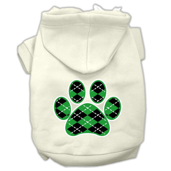 Argyle Paw Green Screen Print Pet Hoodies Cream Size S (10)