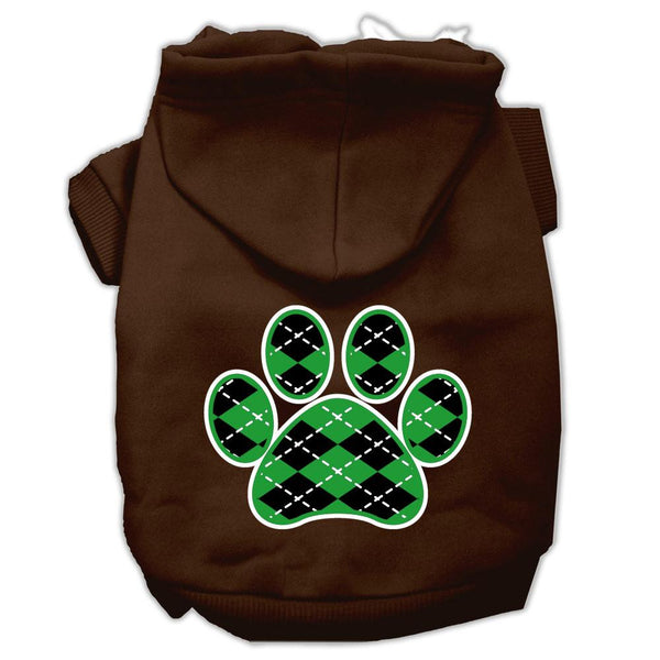 Argyle Paw Green Screen Print Pet Hoodies Brown Size XL (16)