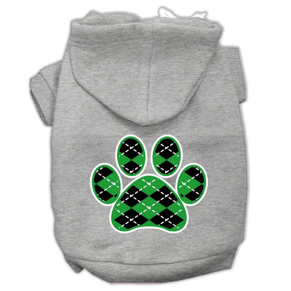 Argyle Paw Green Screen Print Pet Hoodies Grey Size XS (8)