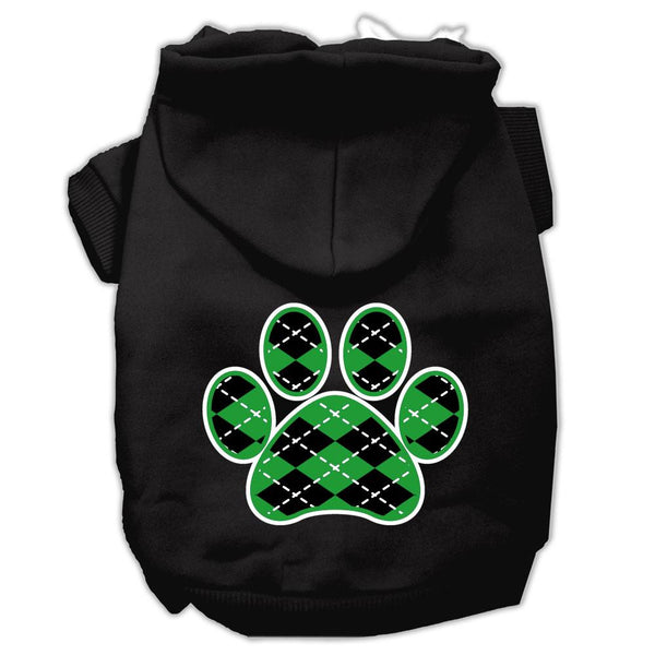 Argyle Paw Green Screen Print Pet Hoodies Black Size XXL (18)