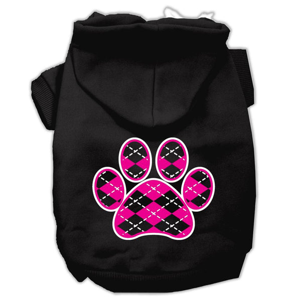 Argyle Paw Pink Screen Print Pet Hoodies Black Size XXXL (20)