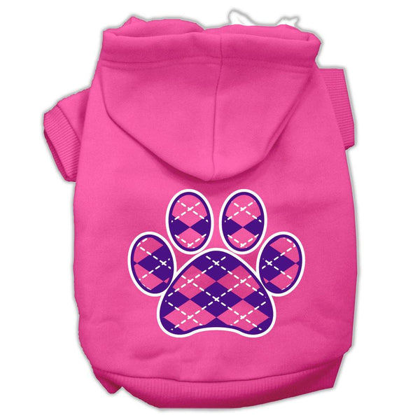 Argyle Paw Purple Screen Print Pet Hoodies Bright Pink Size XXXL (20)