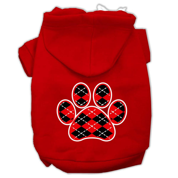 Argyle Paw Red Screen Print Pet Hoodies Red Size Lg (14)