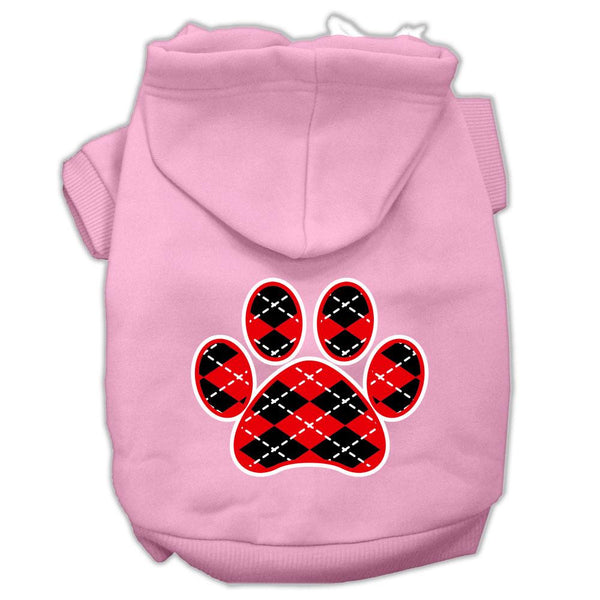 Argyle Paw Red Screen Print Pet Hoodies Light Pink Size XS (8)