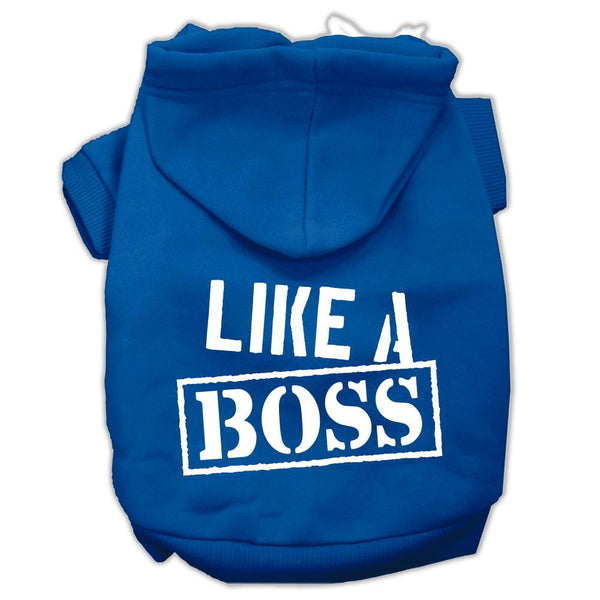 Like a Boss Screen Print Pet Hoodies Blue Size Lg (14)