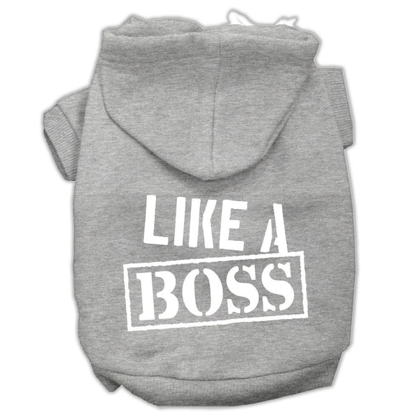 Like a Boss Screen Print Pet Hoodies Grey Size Lg (14)