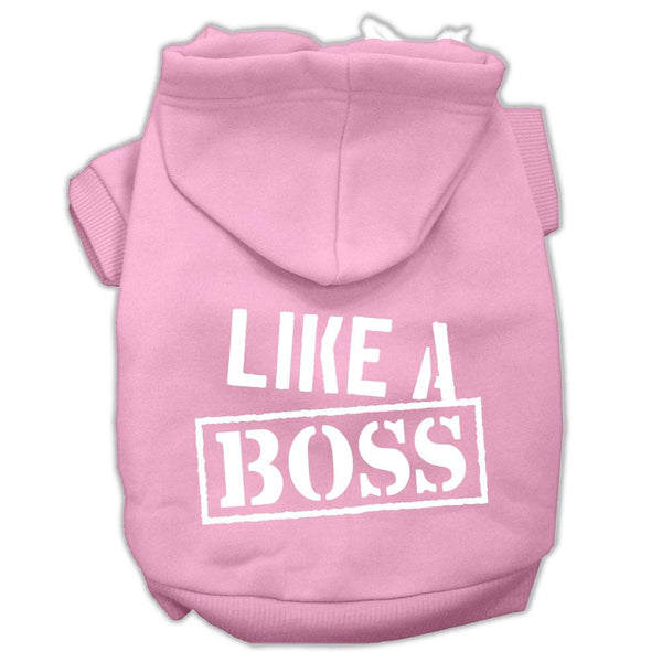 Like a Boss Screen Print Pet Hoodies Light Pink Size Lg (14)