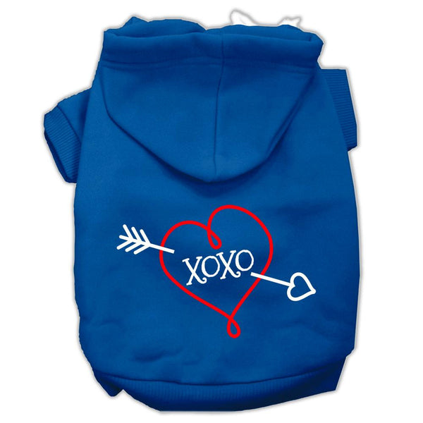 XOXO Screen Print Pet Hoodies Blue Size Lg (14)