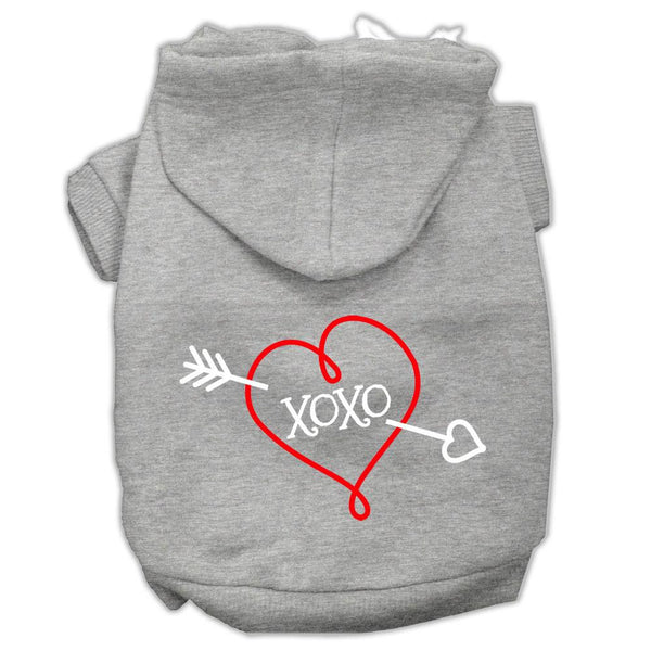 XOXO Screen Print Pet Hoodies Grey Size Lg (14)