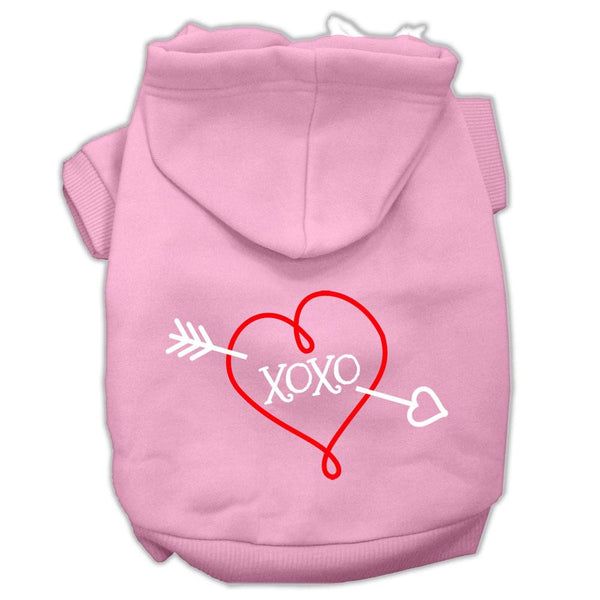 XOXO Screen Print Pet Hoodies Light Pink Size Lg (14)