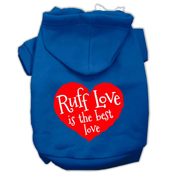 Ruff Love Screen Print Pet Hoodies Blue Size Lg (14)