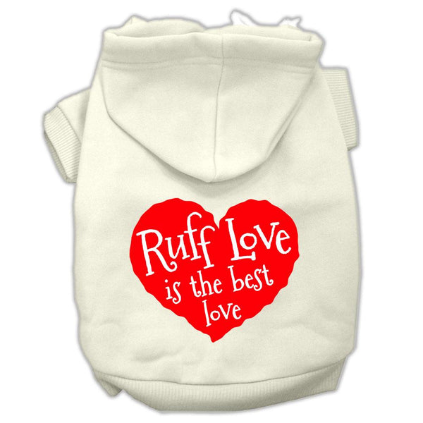 Ruff Love Screen Print Pet Hoodies Cream Size Lg (14)