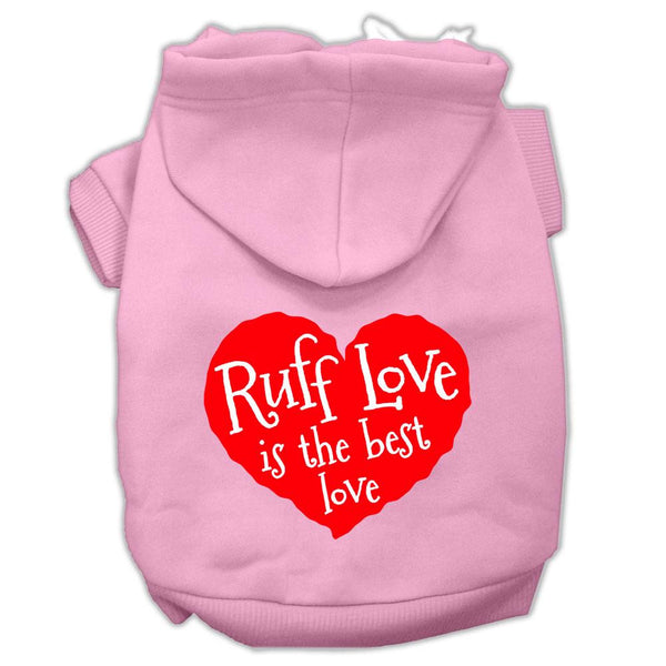 Ruff Love Screen Print Pet Hoodies Light Pink Size Sm (10)