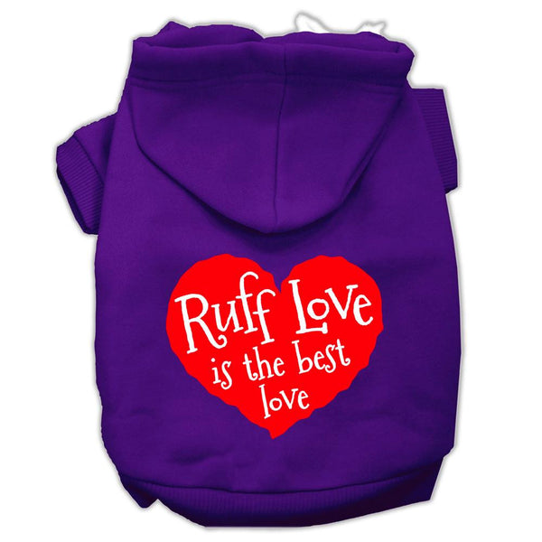 Ruff Love Screen Print Pet Hoodies Purple Size Sm (10)