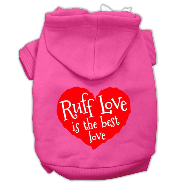 Ruff Love Screen Print Pet Hoodies Bright Pink Size XS (8)