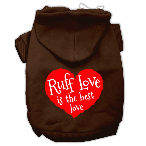 Ruff Love Screen Print Pet Hoodies Brown Size XS (8)